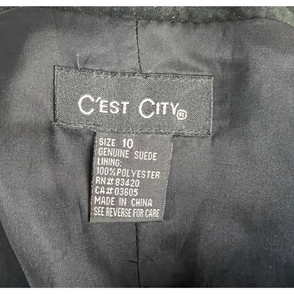 Vtg 90s Leather Skirt Womens 10 Black Suede Classic Basic Western Boho Cest City - Picture 5 of 5